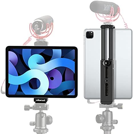 ULANZI Aluminum iPad Tablet Tripod Mount Light Attachment with ipad,7.9-12.9 inches Adjustable Clamp with Cold Shoe Mount Compatible with iPad Mini iPad 2/3/4, iPad Air/Air2, iPad Pro Video Recording