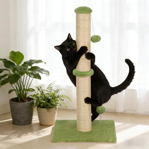 Poste rascador para gato de 22 pulgadas con cuerda de sisal natural miniatura 1