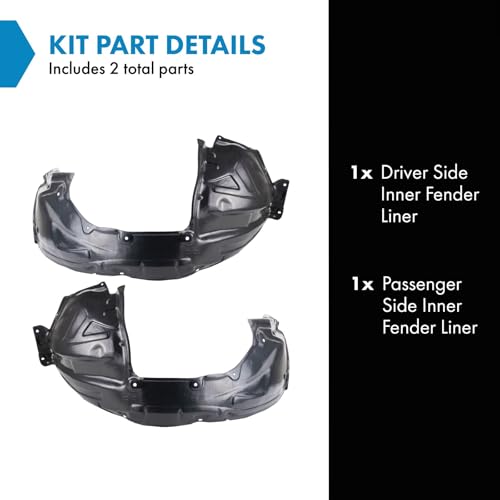 Image of TRQ Inner Fender Liner Set Compatible with 2011-2014 Nissan Murano NI1248126 NI1249126