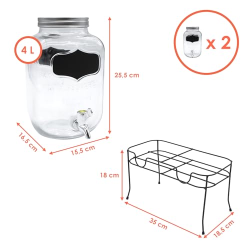 Foto von Glas Getränkespender mit Zapfhahn - 2er Set/je 4 Liter - Wasser Spender