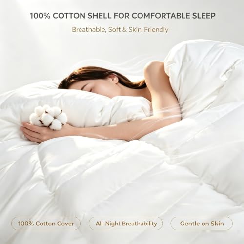 Image of Beautyrest All‑Season White Goose Feather Down Fiber Comforter Queen Size