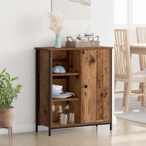 Buffet en bois recyclé 70 x 30 x 80 cm - Design moderne avec espace de rangement pour salle à manger et cuisine - Solution de rangement élégante avec...