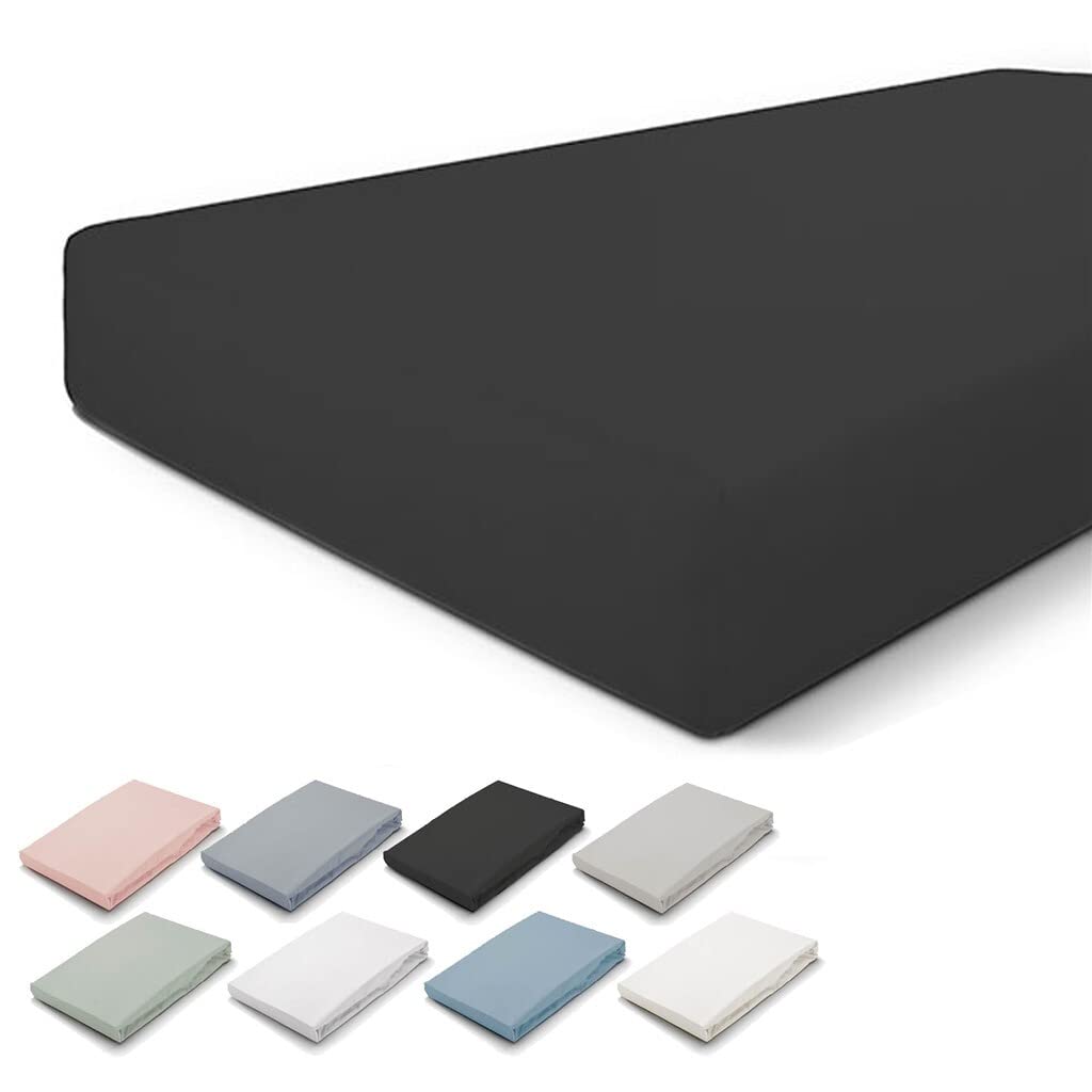 Walra Jersey Fitted Sheet, 140 x 200 cm, 100% Cotton, for the Mattress Soft Feel, Wrinkle Resistant, Anthracite