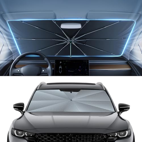 Image of Autorder Windshield Sun Shade Umbrella for 2023-2026 Mazda CX-50 CX50 Accessories,Upgraded Ice Crystal Material,Easy Setup Umbrella Sunshade for Car Windshield,100% Sun Blocking