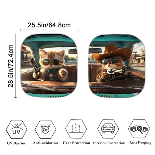 Image of Western Cowboy Cat Sunshade Visor 2 PCS Car Windshield Sun Shade Easy Installation Foldable Automotive Interior Accessories for Sun Protection Sun Shade for UV Protection