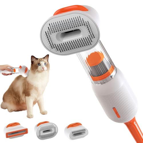 Trywise Katzenpflege-Staubsauger-Set mit Bürste, geräuscharmes Tierhaar-Trimmen und -Fellpflege für Hauskatzen, 4-in-1-Staubsauger-Fellpflegegerät...
