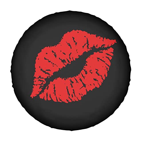 Image of Red Lips Spare Tire Cover Dust-Proof Wheel Tire Cover Fit Trailer, RV, SUV and Many Vehicle 15 Inch