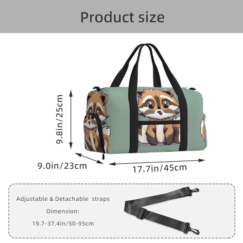 Bolsa cruzada de mano de mapache animado con correa ajustable y compartimentos 3