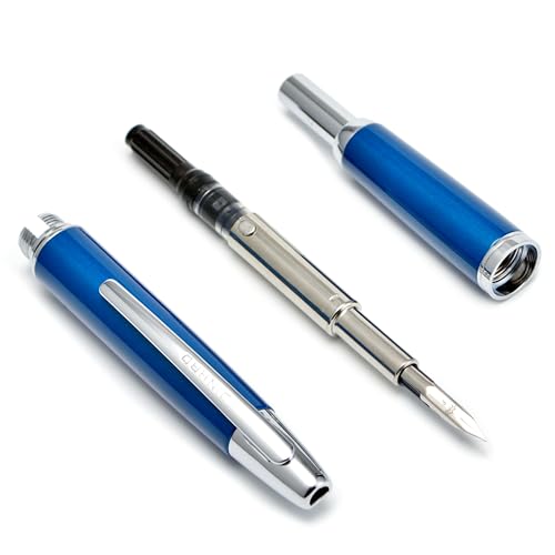 Image of Jinhao 10 Press Fountain Pen with Box, Pearl Blue Retractable Fine Nib with Converter Set (Silver Clip)