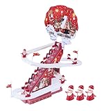 Generisch 2025 Pista de esquí musical, tobogán de Papá Noel, pared de escalada, escalera automática, luz LED, música, juego de movimiento con 3/5 figuras, para interiores las vacaciones (rojo, 42 x 21