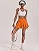 PINSPARK Tennis Skirts for Women Flowy Lightweight Athletic Skirt Pleated Stretchy Workout Skort with 3 Pockets, Orange Small