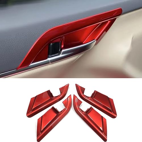 ERIDANUS Auto Accessories Fit for Toyota Camry 2023 2022 2021 2020 2019 2018Inner Car Door Handle Bowl Cover Trim (Red) ABS 4 PCS