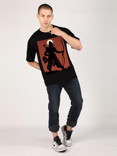 Image of CHKOKKO Mens Polyester Stylish Oversized T Shirt for Daily & Casual Wear Printed Design with Drop Shoulder & Half Sleeves