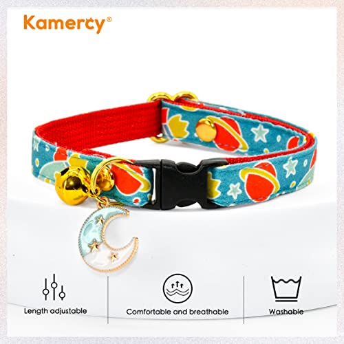 Kamercy Cat Collar With Charm - Intergalactic - Space Cat Collar/Breakaway/Spaceship, Rocket, Cat, Kitten (8" - 13") #TOP3