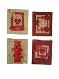 AQUILONE Set 4 biglietti Cuore rosso carta riso chiudipacco 8x6 cm