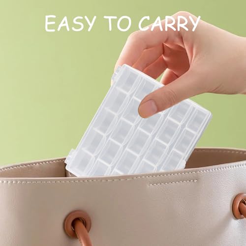 TYFGRT 2 Stück 25-Gitter-Spulenboxen, Nähzubehör-Aufbewahrungsbox, Spulenbox, Transparente Kunststoffbox, Kleinteile-Aufbewahrungsbox, Nähzubehör