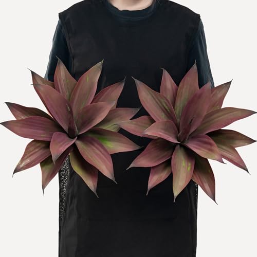 Fake Plants Artificial Agave Plants 13.8" Large UV Resistant Fake Agave Planters for Indoor and Outdoor Decorating Tropical Plant Succulents Greenery Indoor Decor(2Pack, Purple