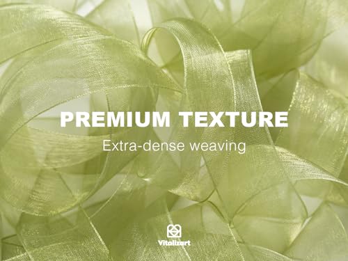 Vitalizart Green & Cream Ribbon Organza Sheer Ribbon 1 inch x 30 Yd Handmade Fabric Ribbons for Gift Wrapping Christmas Tree Crafts Bows Wedding Invitations Wreaths Wrap Sage Emerald by Vitalizart - Image 3