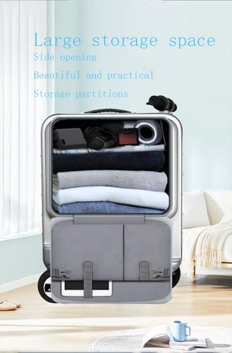 Electric Luggage, Small Riding Trolley Case, 20 Inches, Luggage Scooter with USB Port for Business People, Fashionistas, Travel Enthusiasts (Black)4