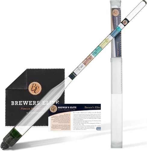Brewer's Elite Deluxe Triple Scale Hydrometer, Hardcase and Cloth - Specifc Gravity ABV Tester- for Wine, Beer, Mead and Kombucha