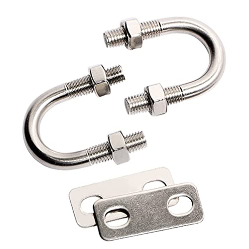 Image of Round U-Bolts 27mm / 1.06 inch M10 Inner Width 304 Stainless Steel Self-Locking Nylon Insert Hex Nuts & Flat Washers Lock Plate for Car /Motorhome /Sailing Trailer Replacement Part 2 Pcs