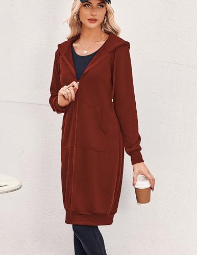 Zeagoo Women's Zip Up Hoodies Oversized Fleece Long Tunic Sweatshirts Casual Long Sleeve 2024 Fall Hoodie Jacket Coat