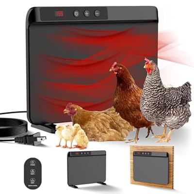 HOPOCO Smart Chicken Coop Heater with Efficient Thermostat, Compatible with Timers & Temp Controllers, 200W Safe Inside Radiant Flat Panel Warmer, Remote-Adjustable for Pets & Animals in Winter