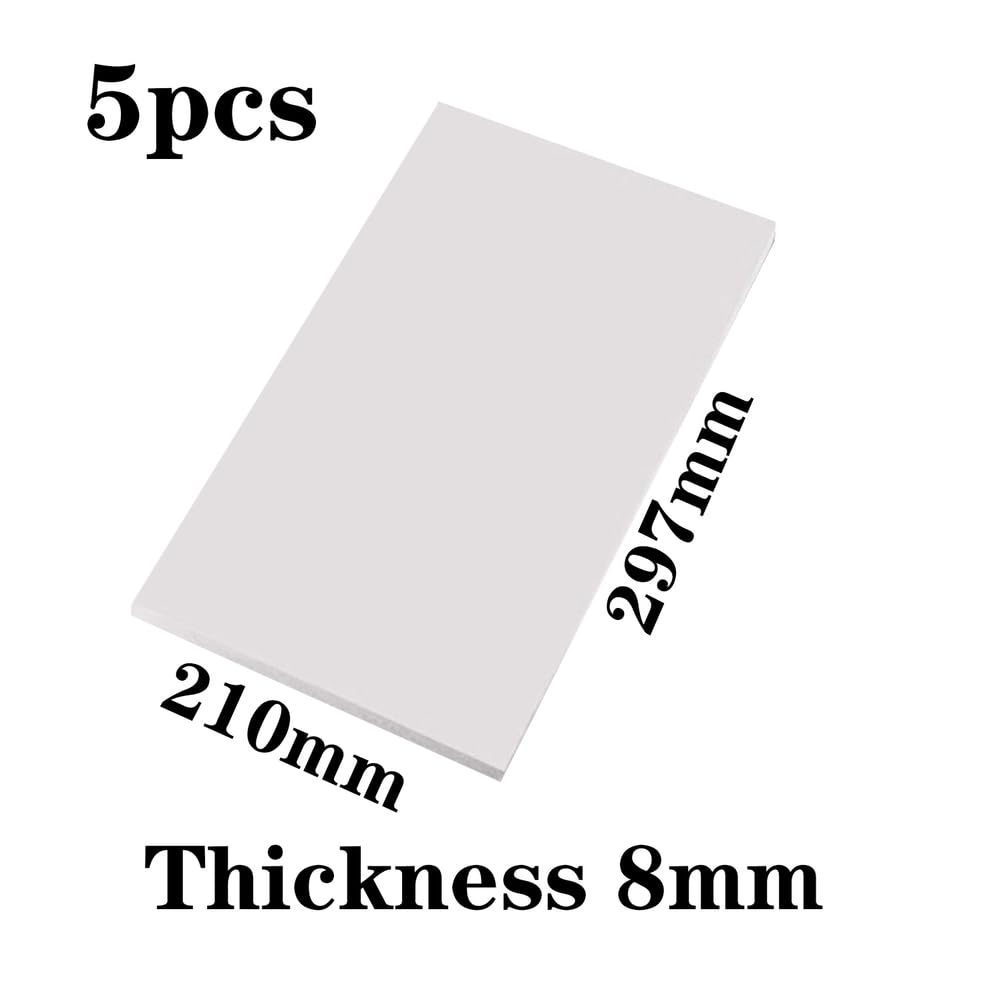 Plaques en Mousse Blanche PVC 297mmx210mmx8mm 5 pièces