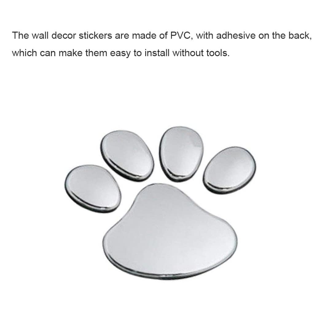 Adesivo Zampa 3D Decorazione Casa Animal Friendly 2 Adesivi Per Auto Con Impronta Di Zampa Di Cane 3D In Argento Per Sticker Zampe Per Vetri Decorazione Auto 3d