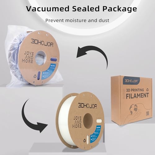 Image of 3DHoJor Update Basic PETG Filament 1.75mm, PETG 3D Printer Filament, 2.2 LBS (1KG) Cardboard Spool, Fit Most FDM 3D Printer, White