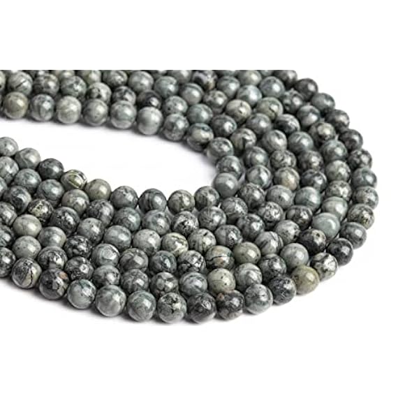 Shree_Narayani 6 mm grågröna jaspispärlor grad AAA äkta naturlig ädelsten full tråd runda lösa pärlor 39,4 cm 1 tråd SNSTR-1602, Sten, Ingen ädelsten