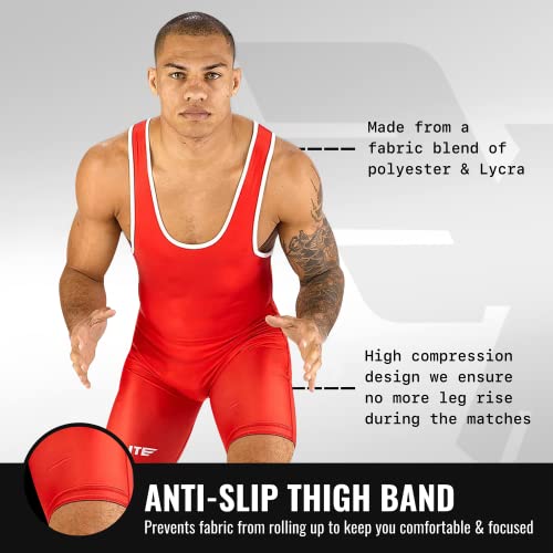 Elite Sports Men’s Wrestling Singlets, Standard Singlet For Men Wrestling Uniform (Red, Small) #TOP1