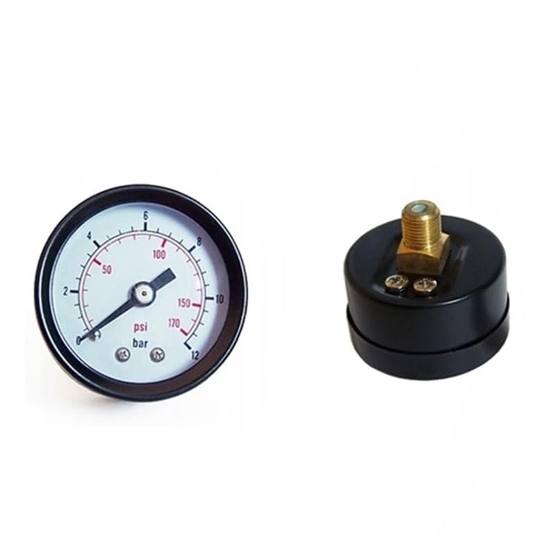 Stanley Manomètre de 50 mm, avec une pression maximale de 12 bars (170 PSI), échelle précise, matériau en PVC noir, adapté aux mesures de pression...