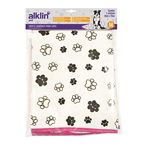 AFP Tapete Higiênico Pet M Para Cães Alklin Pet Branco Com Borda Rosa Rosa M