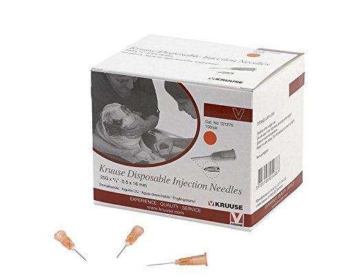 Kruuse Lot de 100 aiguilles jetables 0,5 x 16 mm 25 g Orange