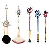 Makeup Brush 5pcs Set With Pouch, Magical Girl Platinum Gold Cardcaptor Sakura Cosmetic Brushes With Cute Pink Bag (Creative Marvel)