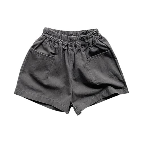 Kids Baby Casual Athletic Shorts Boys Girls Fashion Chino Shorts Elastic Waist Loose Fit Solid Summer Activewear with Pockets (Dark Gray, 18-24 Months)