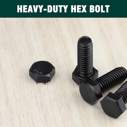 Image of 1 /4-20 x 2-1 /2 inch Hex Head Bolts Black, 304 Stainless Steel 18-8 Hexagon Head Screws Bolts, Black Oxide Finish, Allen Hex Drive, 12 PCS
