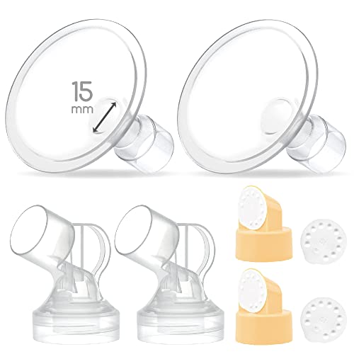 Image of Maymom Pump Parts 2X Detachable Breastshield (15mm) with Valve Membrane and Maymom Connector,Compatible with Medela Breast Pump Parts