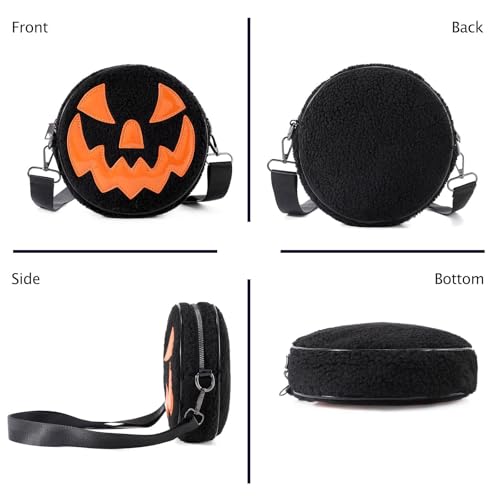 Halloween Purse Pumpkin Purse, Halloween Pumpkin Crossbody Bag Novelty Purse Sherpa Bag Kawaii Purse for Women4