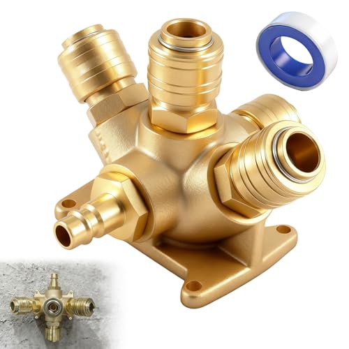 Druckluftverteiler Wanddose Druckluft Verteiler Messing 5 Druckluft Kupplungen mit 4 X 1/2 Kupplungsdosen und 1 x 1/2 Stecknippel NW 7 2 Luftweiche