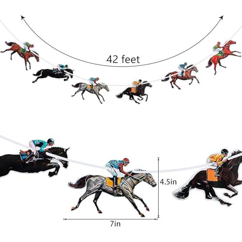 Derby Day Decorations Horse Racing Party Banners Party Supplies Horse Racing Garland Streamers Decorations, Pre-assembled