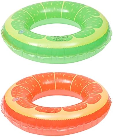 ABOOFAN 2pcs Orange Pattern Swim Ring Inflatable Swimming Ring Swim Supplies Summer Beach Outdoor Swimming Pool Toy Float Water Ring (Orange 70cm)