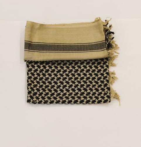 Image of Cotton Shemagh Keffiyeh Scarf - Lightweight Tactical Desert Head Neck Wrap, Sun Protection Outdoor Scarf for Summer Hiking