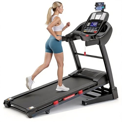 Image of 4.75HP Treadmill with Auto Incline, 20% Incline Running Treadmills for Home, Wide Folding Treadmill with Heart Monitor, Dual HiFi Speakers, 300 lb Weight Capacity
