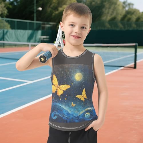 Butterfly Moonlit Ocean Boys Tank Tops Toddler Tank Top Shirts Undershirts Quik Dry for 3-15 Years,3T 6
