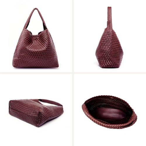 Image of MELOLILA Large Woven Tote Bag for Women Weave Purse Woven Leather Handbag