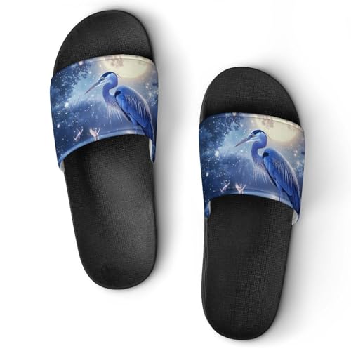 A Blue Heron Moon House Sandals Slip On Bathroom Slippers Beach Summer Shoes for Men Women