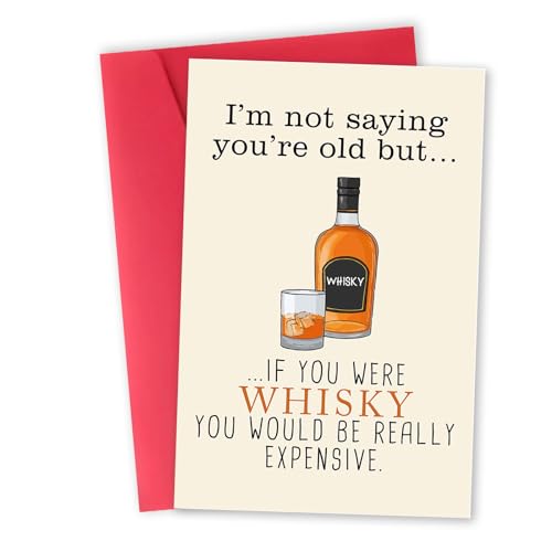 Zyulin Funny Whiskey Birthday Card for Husband Older, 30th 40th 50th 60th 70th 80th 90th Birthday...
