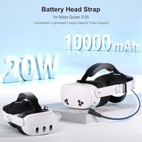 Image of Head Strap Battery Compatible with Meta Quest 3S /Quest 3-10000mAh Elite Strap with Battery Pack Extend Playtime - Enhanced Support for Quest 3 /3S - Replacement Head Strap Accessories( VR Machine Not Include)